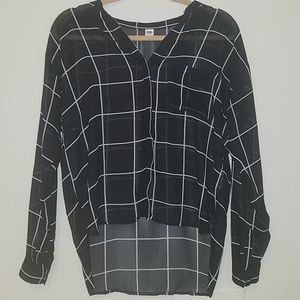 Black and white sheer top